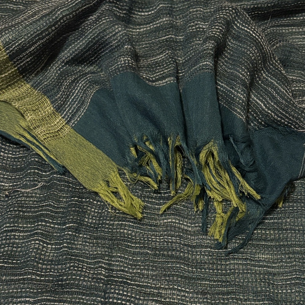 Teal and Green Striped Scarf